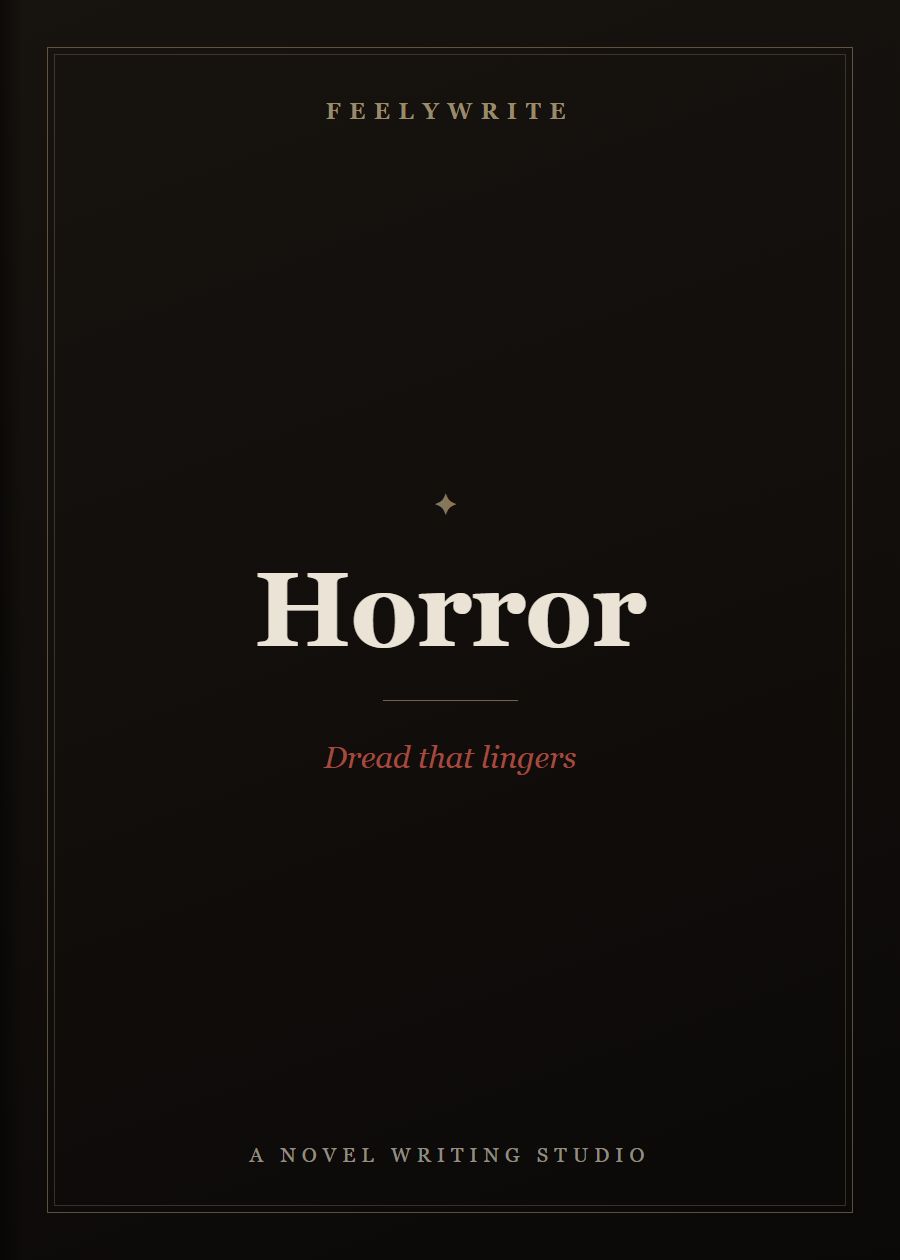 Horror book cover from FeelyWrite with the line “Dread that lingers”